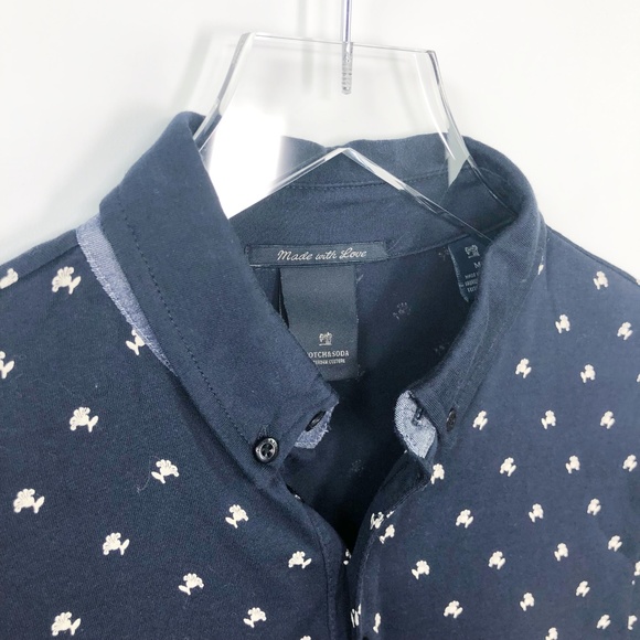 Scotch & Soda Shirt Polo Blue Logo Print Slim SS M - Picture 5 of 8